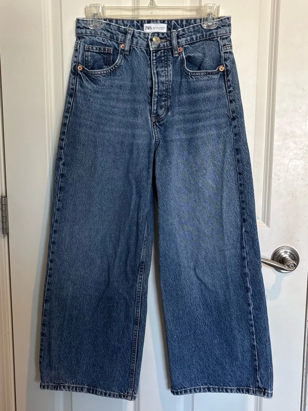 ZARA Blue Wide-Leg Cropped Women’s Jeans